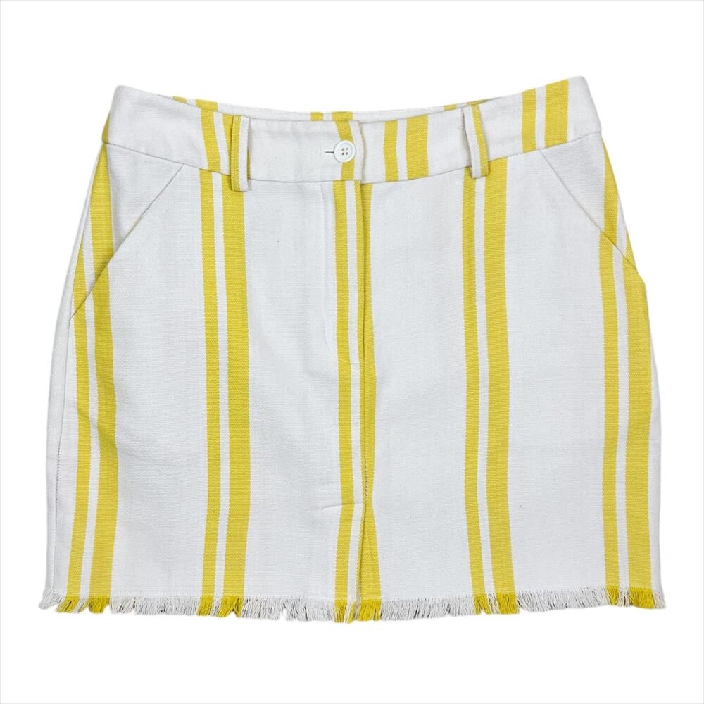 Marie Oliver Keri Denim Mini Skirt White and Yellow Stripes Size 8 - Picture 2 of 5